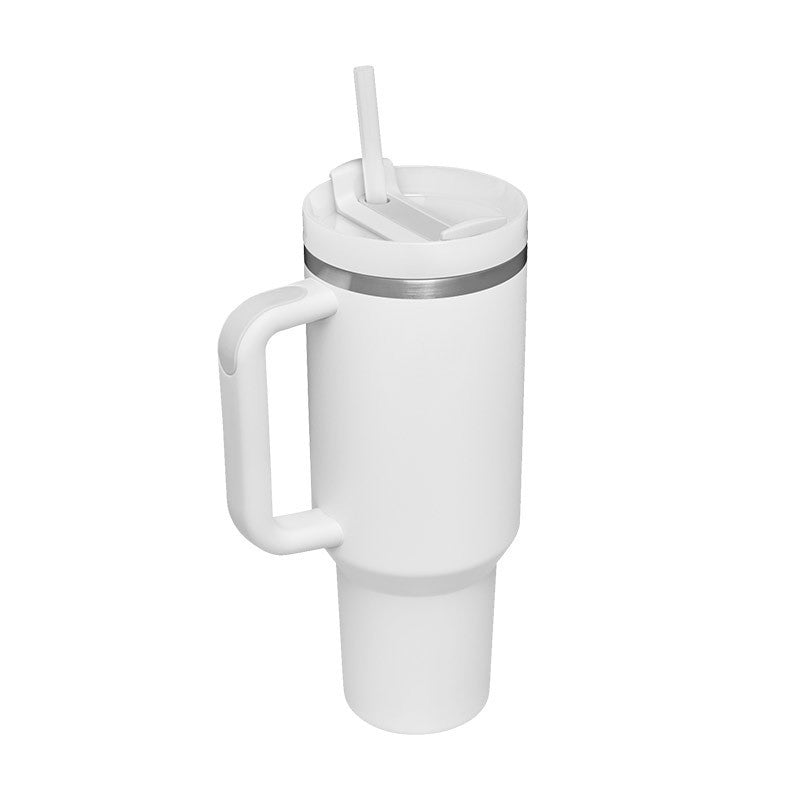 Thermal cup with handle and straw insulated, stainless steel