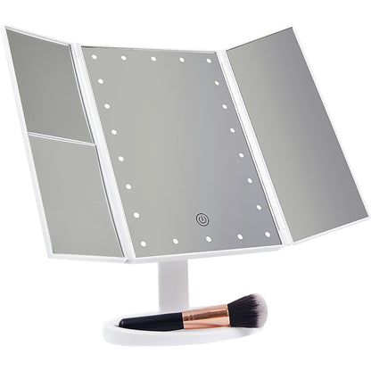 LED Folding Makeup Mirror with Magnification and Light