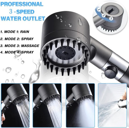 3-Mode High Pressure Shower Head with Filter