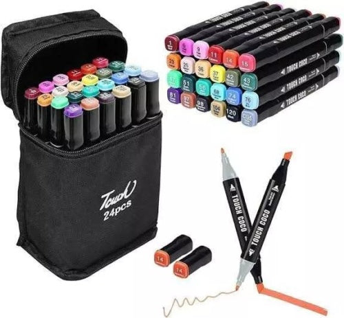 24-Color Dual Tip Brush Pens Set – Soft Fine Art Markers