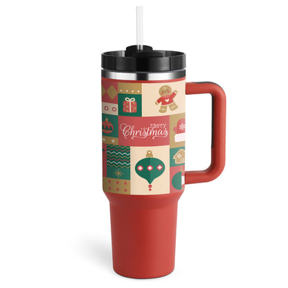 Thermal cup with handle and straw insulated, stainless steel