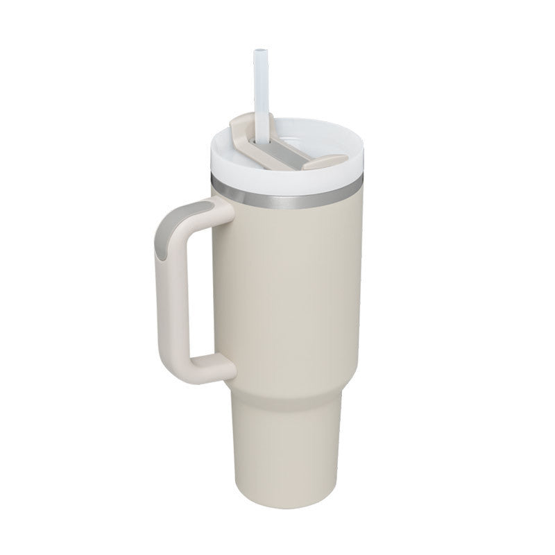 Thermal cup with handle and straw insulated, stainless steel