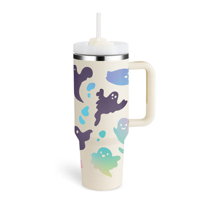 Thermal cup with handle and straw insulated, stainless steel