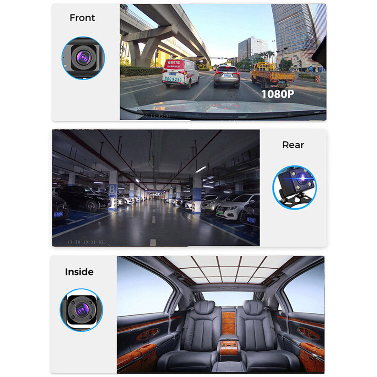 1080P Dual Lens Dash Cam – Front & Rear Camera with G-Sensor