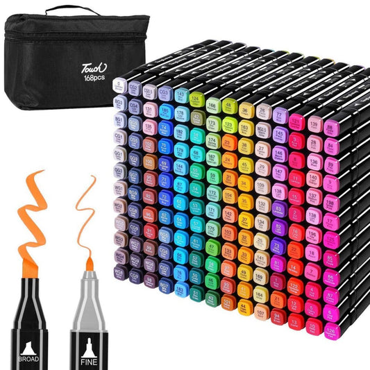 168-Color Dual Tip Art Markers Set – Premium Drawing Pens