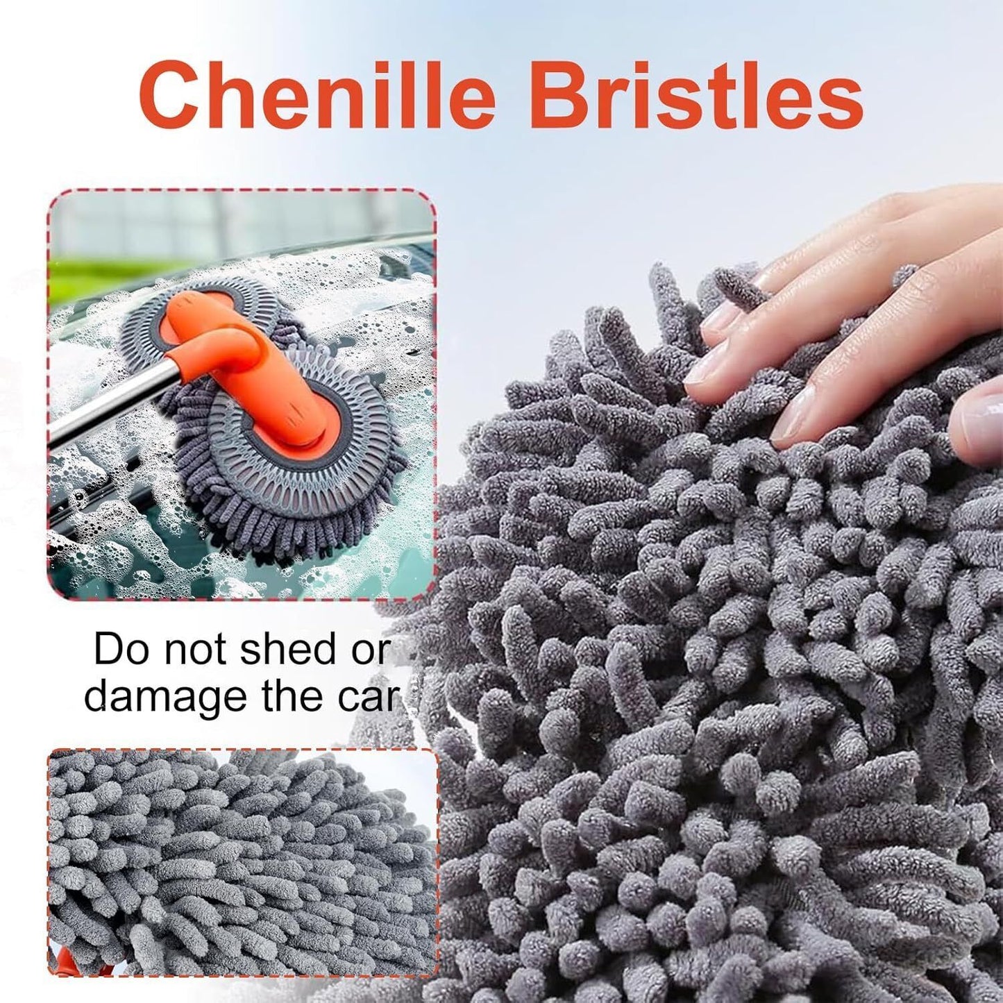 Microfiber telescopic mop for car cleaning