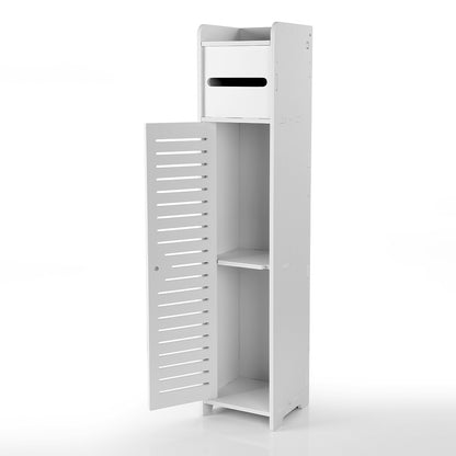 White Wooden Toilet Roll Holder – Bathroom Storage Cabinet