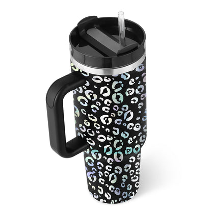 Thermal cup with handle and straw insulated, stainless steel