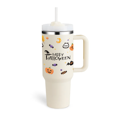 Thermal cup with handle and straw insulated, stainless steel