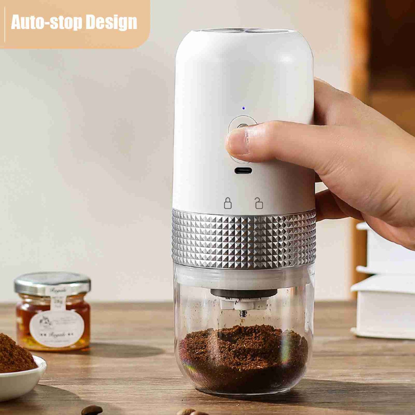 Electric Coffee Grinder – USB Rechargeable, Adjustable