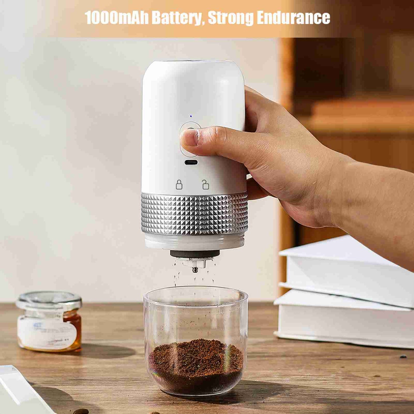 Electric Coffee Grinder – USB Rechargeable, Adjustable