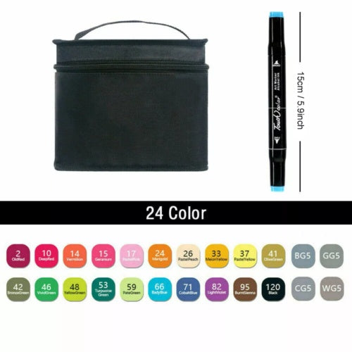 24-Color Dual Tip Brush Pens Set – Soft Fine Art Markers