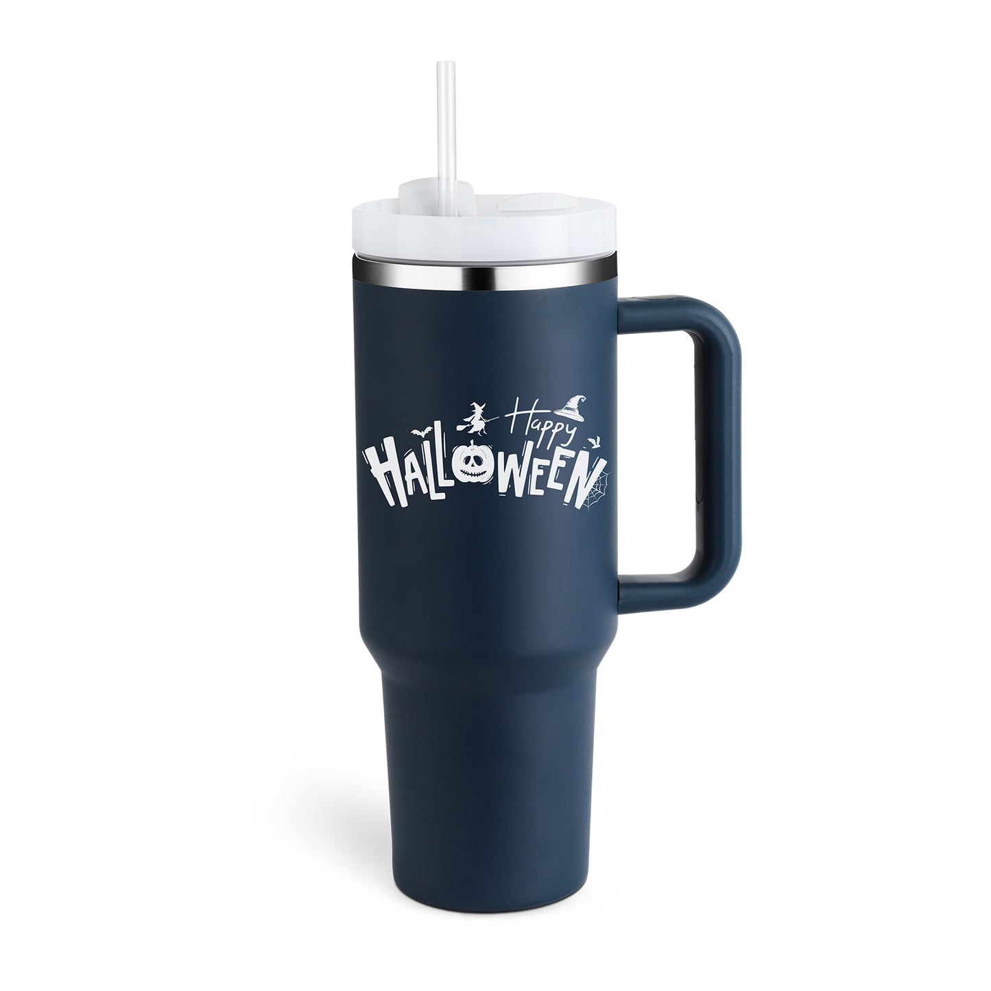 Thermal cup with handle and straw insulated, stainless steel