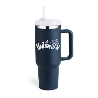 Thermal cup with handle and straw insulated, stainless steel
