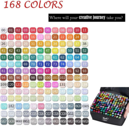168-Color Dual Tip Art Markers Set – Premium Drawing Pens