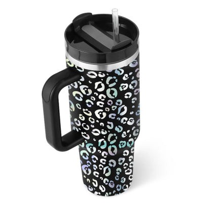 Thermal cup with handle and straw insulated, stainless steel