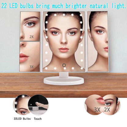 LED Folding Makeup Mirror with Magnification and Light