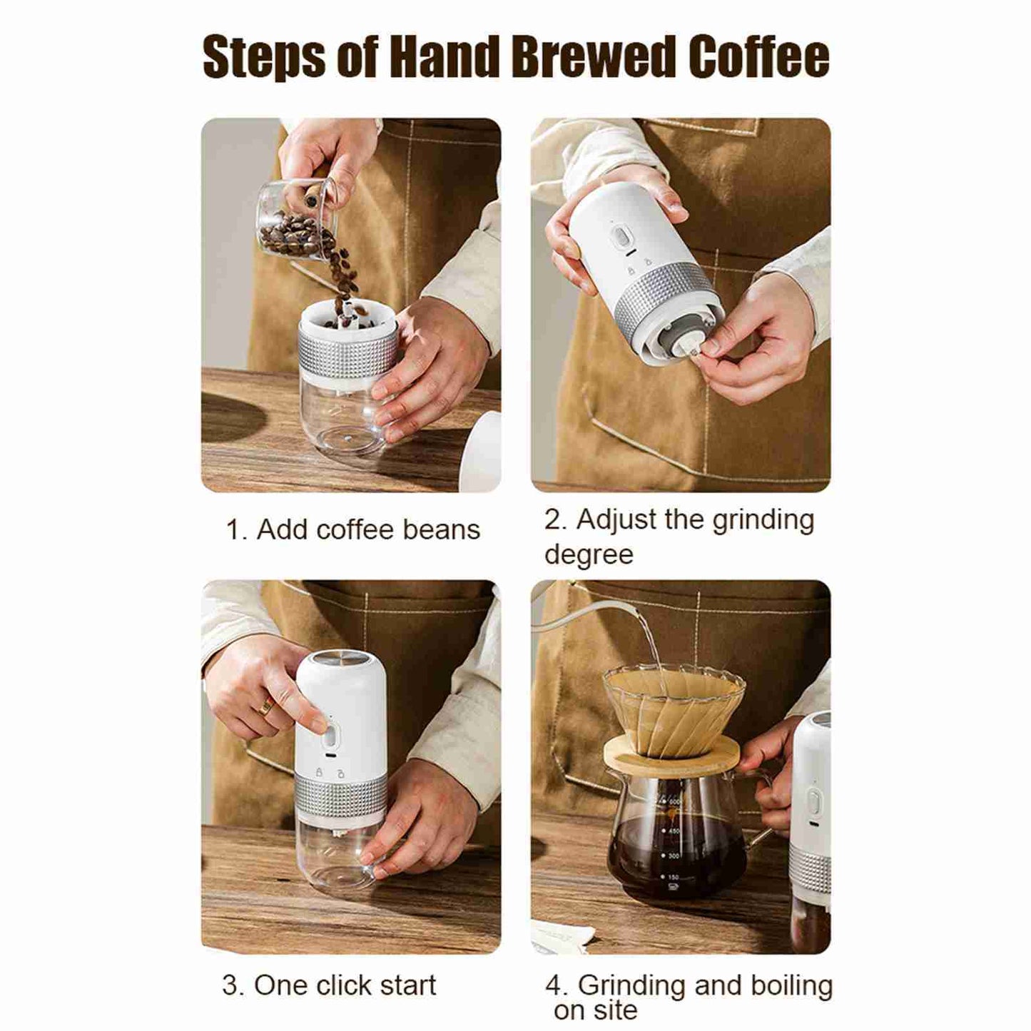Electric Coffee Grinder – USB Rechargeable, Adjustable