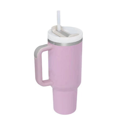 Thermal cup with handle and straw insulated, stainless steel