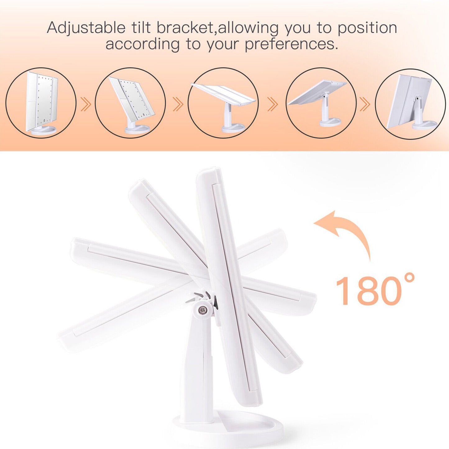 LED Folding Makeup Mirror with Magnification and Light