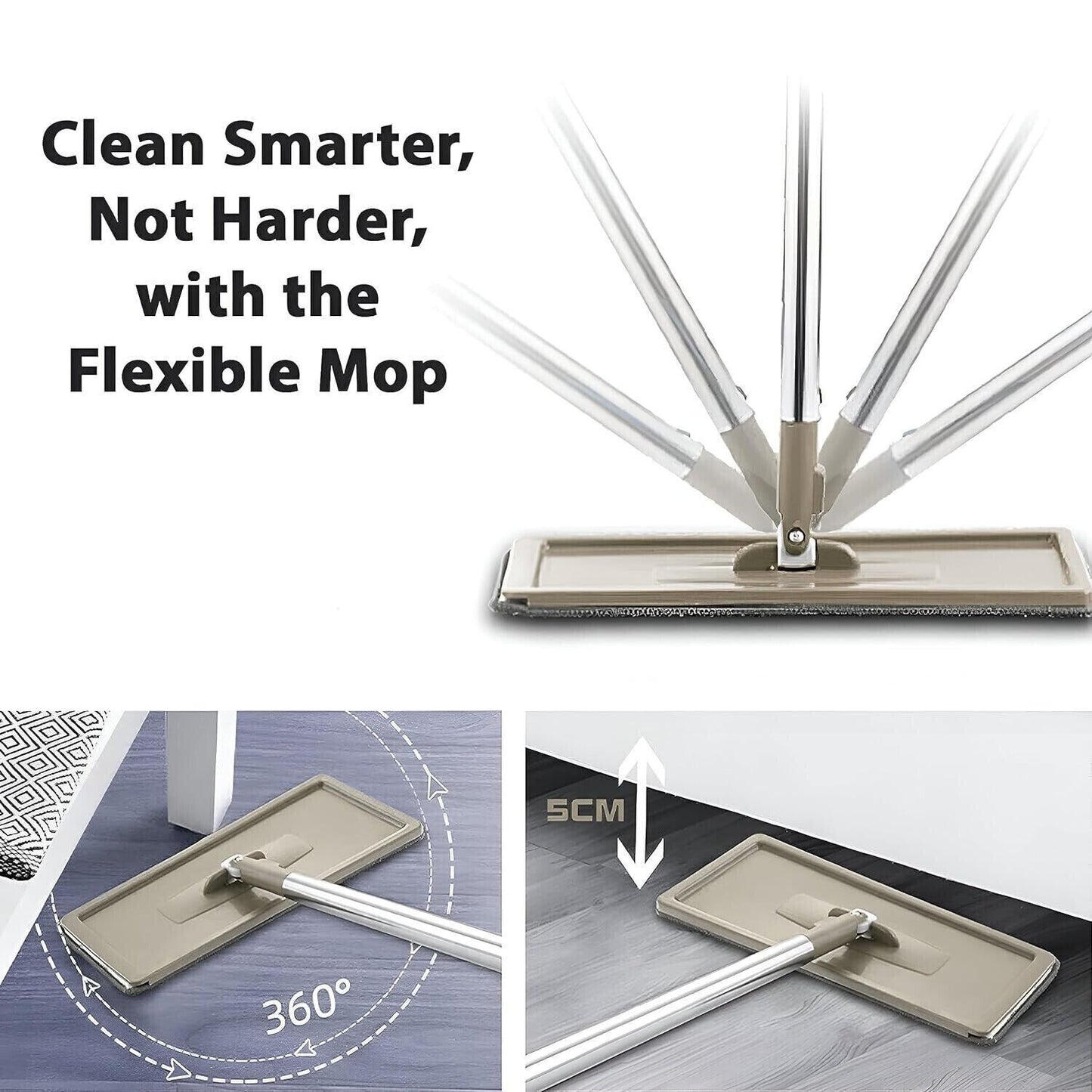 Flat Mop & Bucket Set – Wash & Dry System + 10 Pads