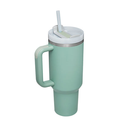 Thermal cup with handle and straw insulated, stainless steel