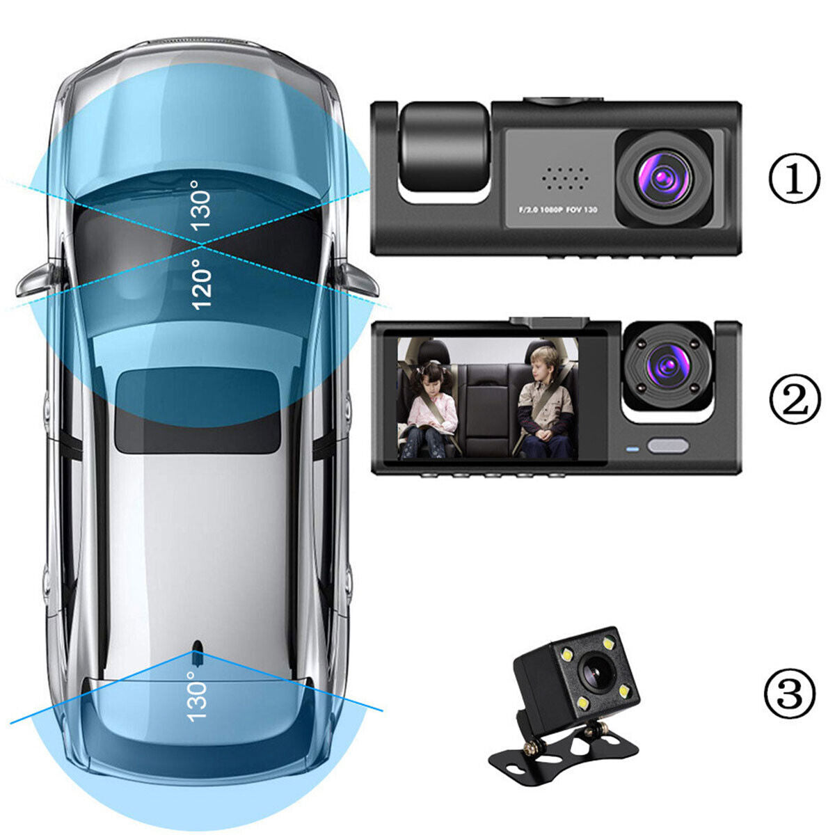 1080P Dual Lens Dash Cam – Front & Rear Camera with G-Sensor