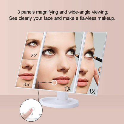LED Folding Makeup Mirror with Magnification and Light