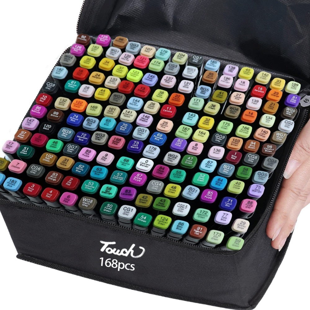 168-Color Dual Tip Art Markers Set – Premium Drawing Pens