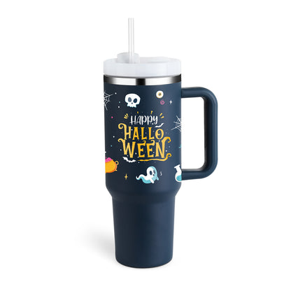 Thermal cup with handle and straw insulated, stainless steel