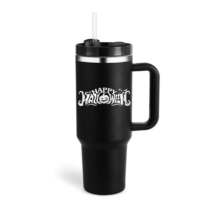 Thermal cup with handle and straw insulated, stainless steel