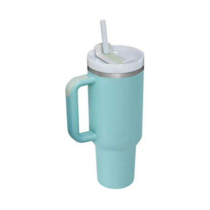 Thermal cup with handle and straw insulated, stainless steel