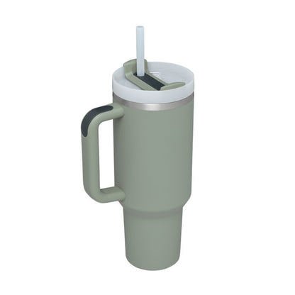 Thermal cup with handle and straw insulated, stainless steel