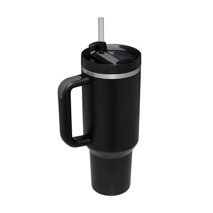 Thermal cup with handle and straw insulated, stainless steel