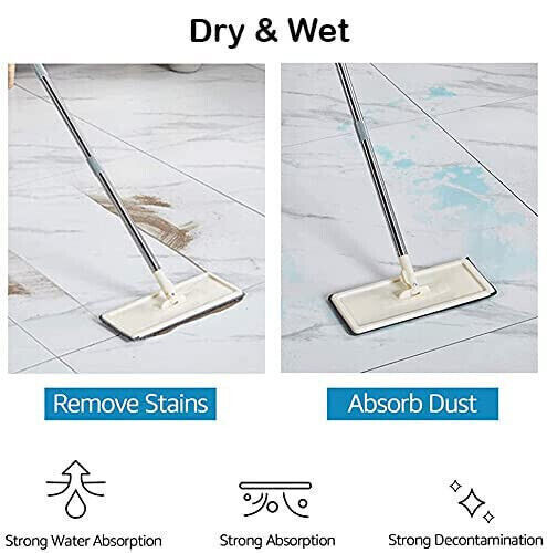 Flat Mop & Bucket Set – Wash & Dry System + 10 Pads