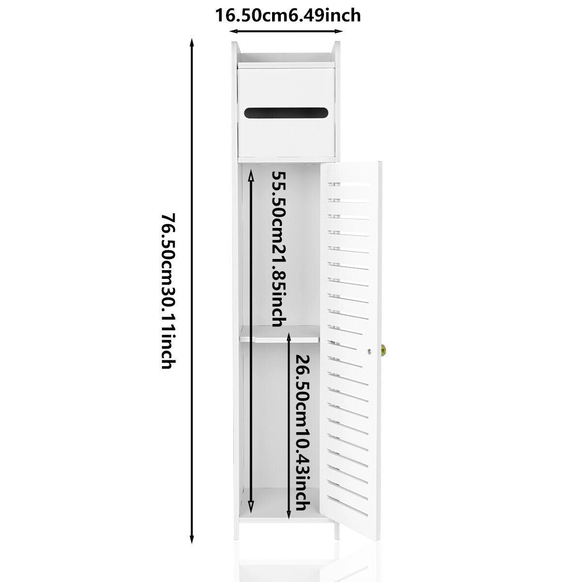 White Wooden Toilet Roll Holder – Bathroom Storage Cabinet