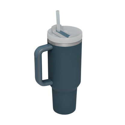 Thermal cup with handle and straw insulated, stainless steel